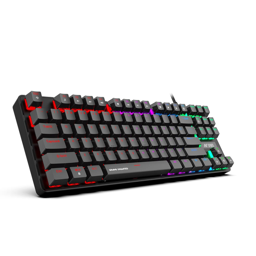 Ant Esports MK1000 Mechanical Wired Gaming Keyboard Black Hot-Swappable Per-Key RGB Red Outemu Switches