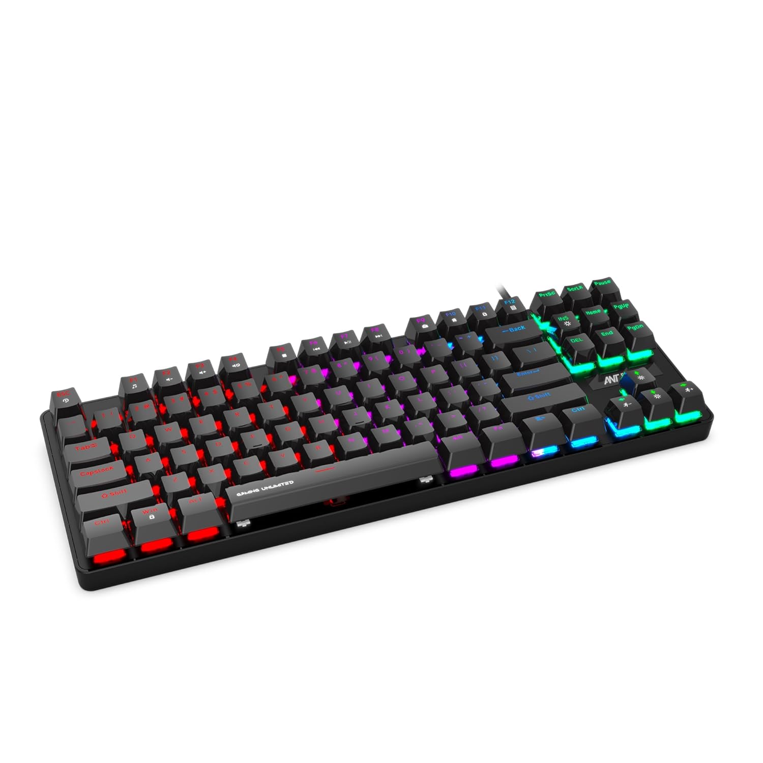 Ant Esports MK1000 Mechanical Wired Gaming Keyboard Black Hot-Swappable Per-Key RGB Red Outemu Switches