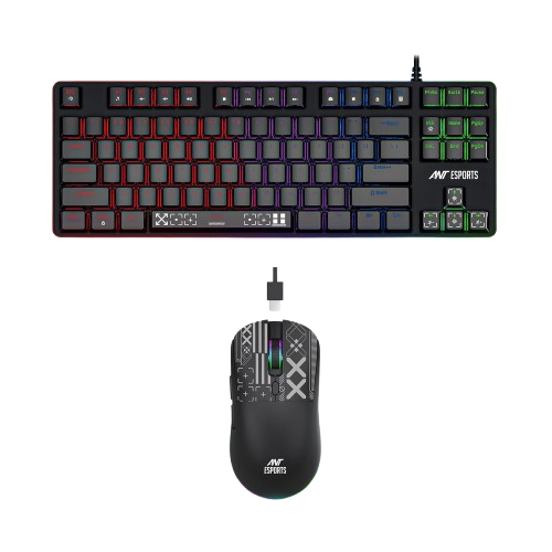 Ant Esports Thunder20 Wired Mechanical Gaming Keyboard and Mouse Combo Red Switch_ Black