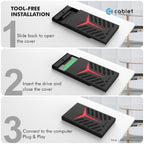 Cablet 2.5 Inch SATA USB 3.0 HDD/SSD Portable External Enclosure for 7mm and 9.5mm, Tool-Free Design, Supports UASP Max 6TB (HD2533-U3-BK-BP)