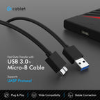 Cablet 2.5 Inch SATA USB 3.0 HDD/SSD Portable External Enclosure for 7mm and 9.5mm, Tool-Free Design, Supports UASP Max 6TB (HD2533-U3-BK-BP)
