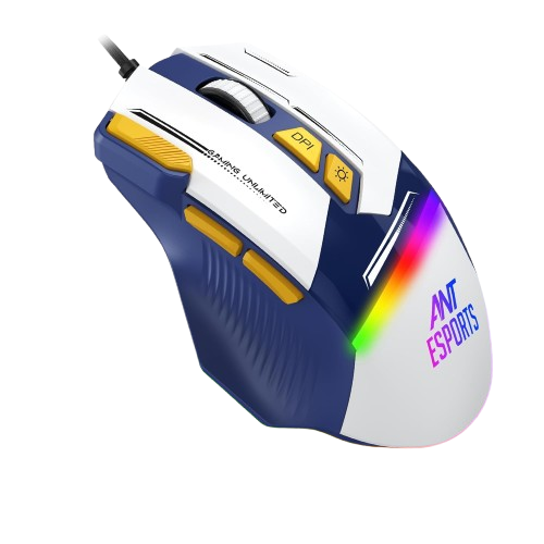 Ant Esports GM333 12800DPI RGB Wired Gaming Mouse Blue/White/Yellow