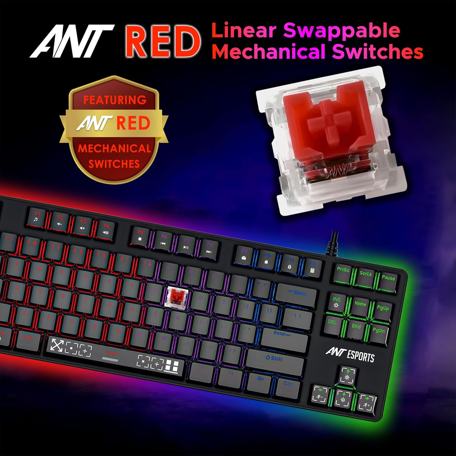 Ant Esports Thunder20 Wired Mechanical Gaming Keyboard and Mouse Combo Red Switch_ Black