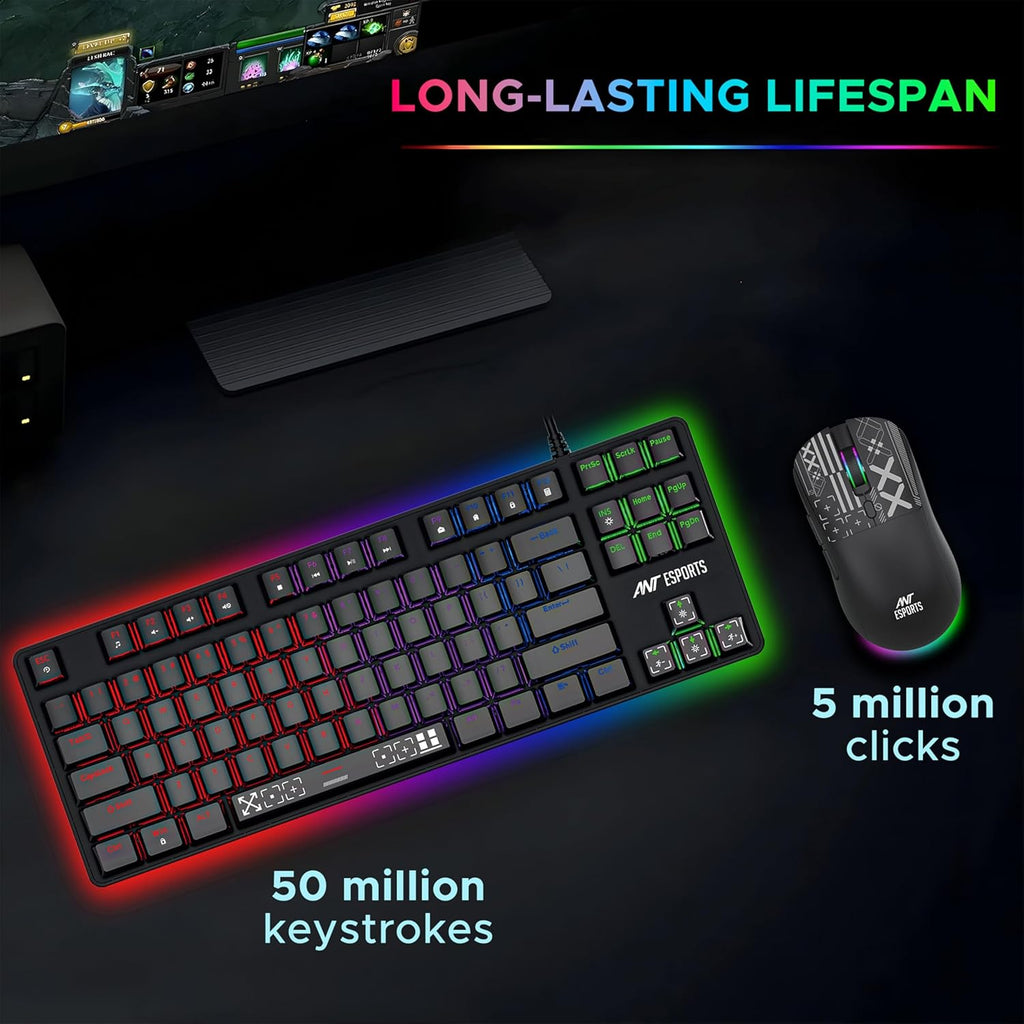 Ant Esports Thunder20 Wired Mechanical Gaming Keyboard and Mouse Combo Red Switch_ Black