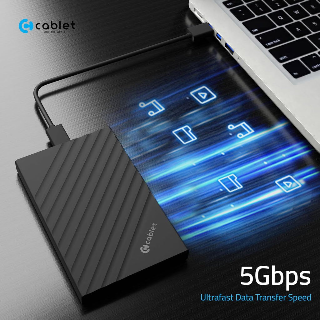 Cablet 2.5 Inch SATA USB 3.0 HDD/SSD 5Gbps Speed Portable External Enclosure for 7mm and 9.5mm, Tool-Free Design, Supports UASP Max 6TB (HD2599-U3 (USB 3.0))