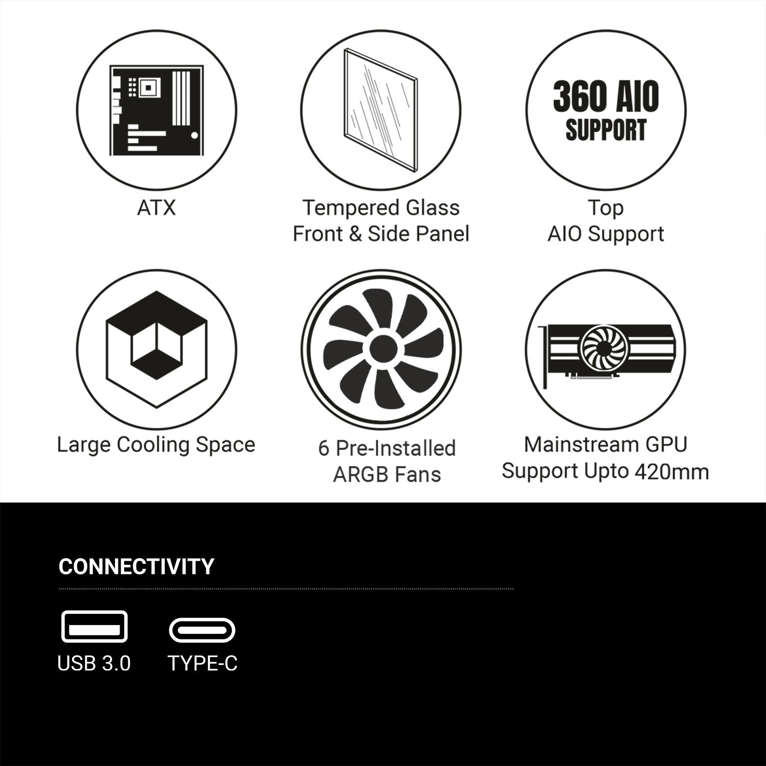 Ant Esports Crystal X6 ARGB ATX Mid Tower Case