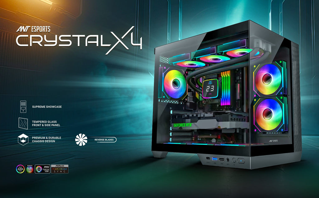 Ant Esports Crystal X4 ARGB Grey ATX Mid Tower Case