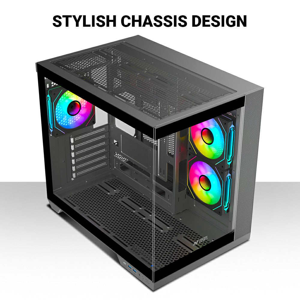 Ant Esports Crystal X4 ARGB Grey ATX Mid Tower Case