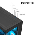 ANT Esports Crystal X7 ARGB ATX Mid Tower Case Black