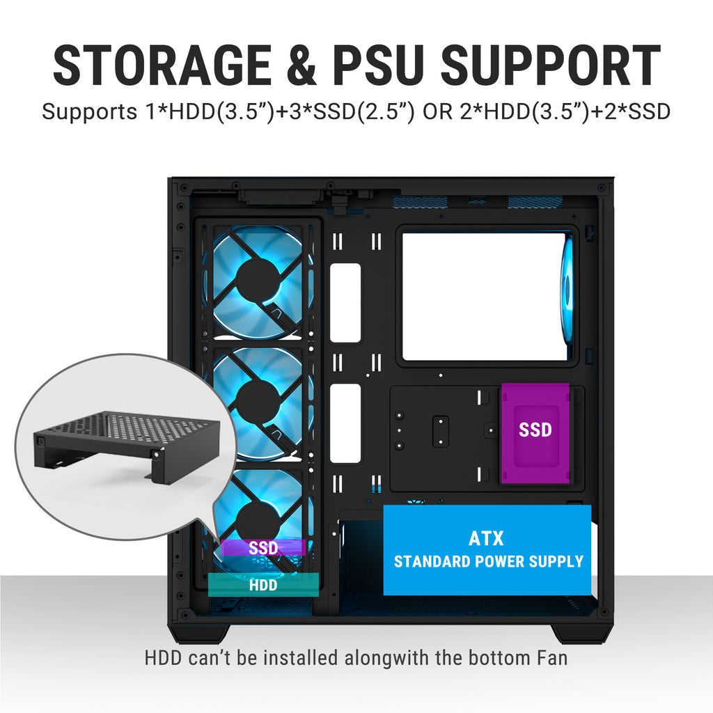 ANT Esports Crystal X7 ARGB ATX Mid Tower Case Black