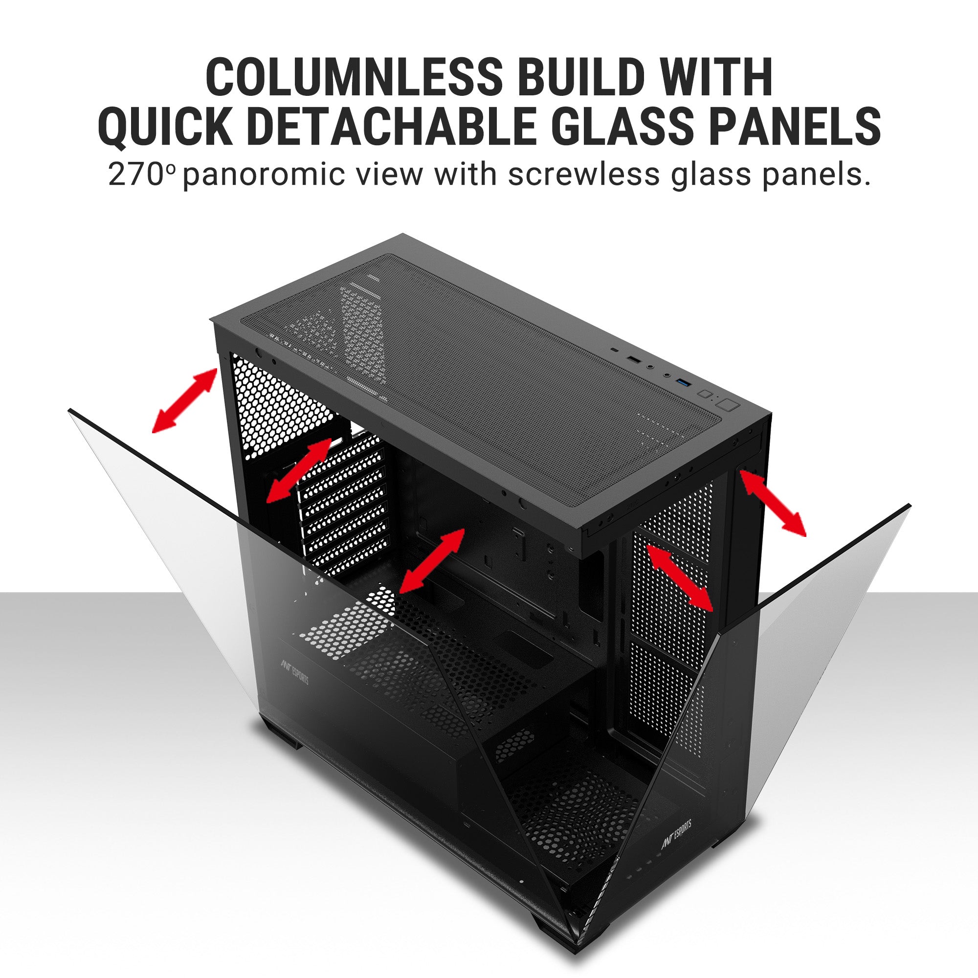 ANT Esports Crystal X7 ARGB ATX Mid Tower Case Black