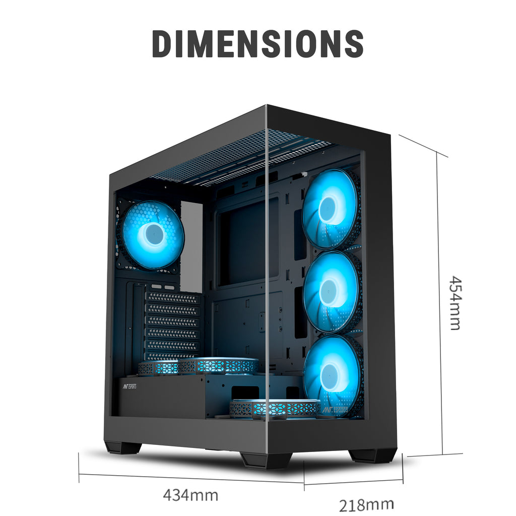ANT Esports Crystal X7 ARGB ATX Mid Tower Case Black