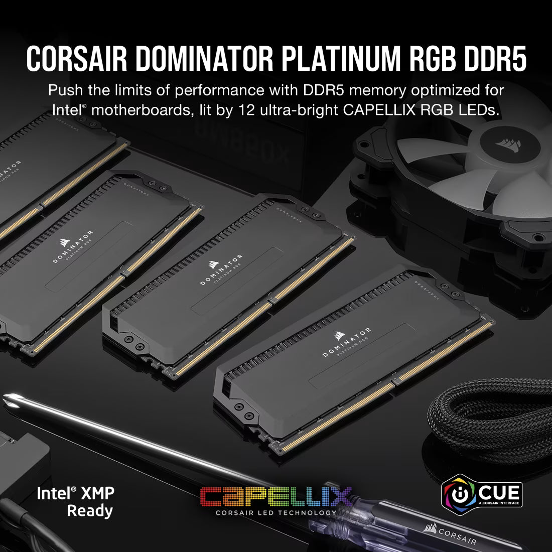 Corsair Dominator Platinum RGB DDR5 64GB (32GBx2) 6800MHz RAM (Black)