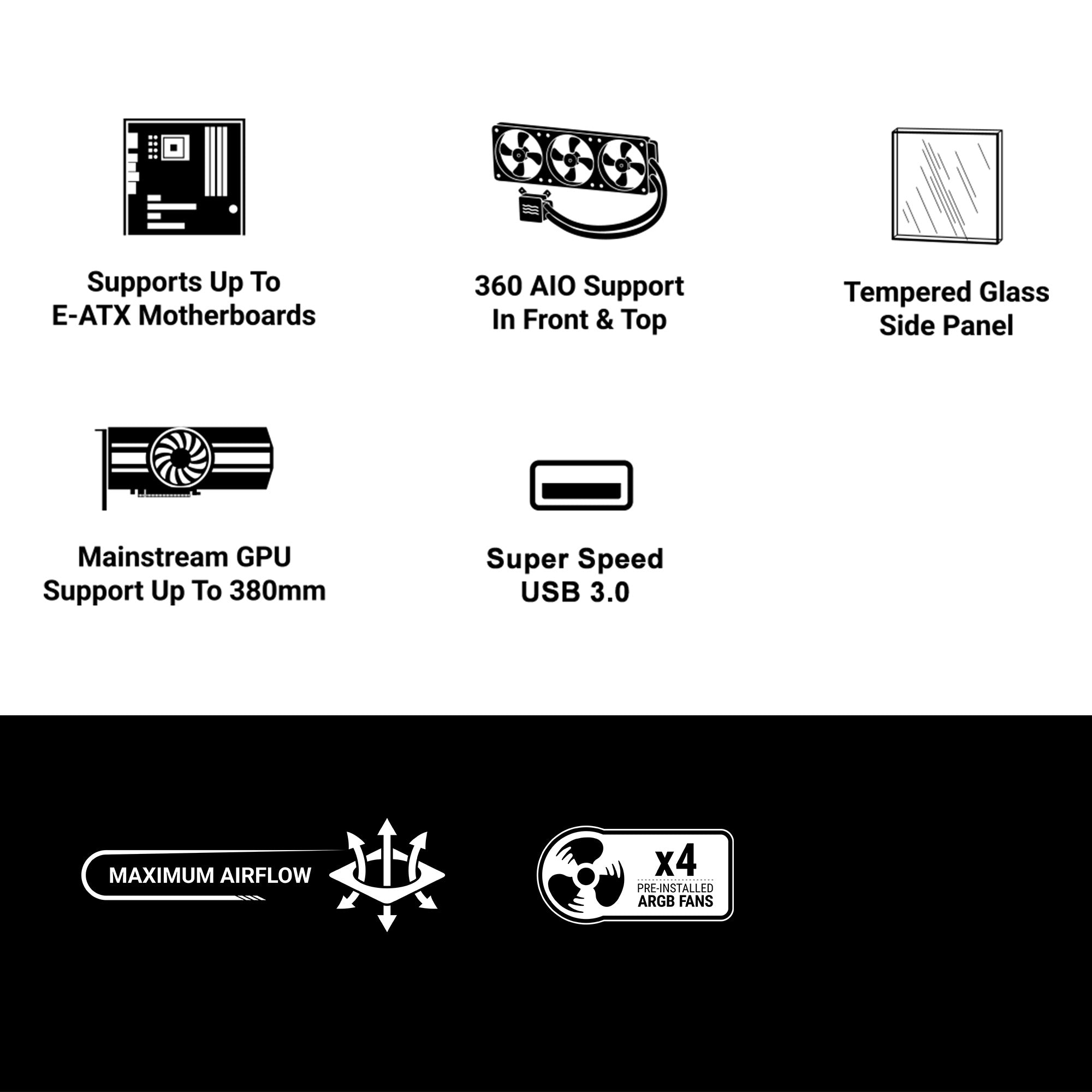 Ant Esports EVO 360 Mid Tower (Black)