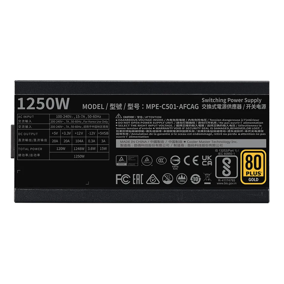 Cooler Master MWE Gold 1250 V2 ATX 3.1 Fully Modular SMPS