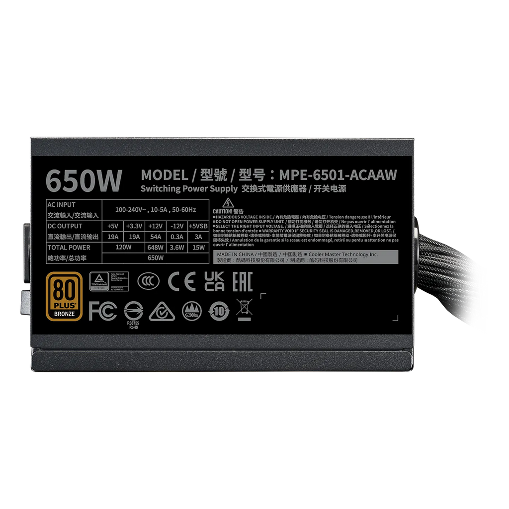 Cooler Master MWE Bronze 650 V3 ATX 3.1 80 Plus Bronze SMPS