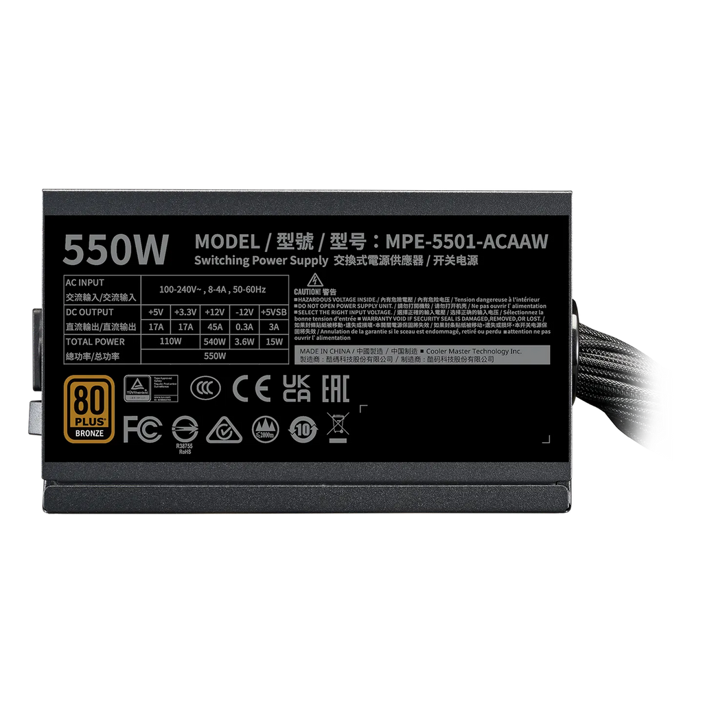 Cooler Master MWE 550 V3 ATX 3.1 80 Plus Bronze SMPS