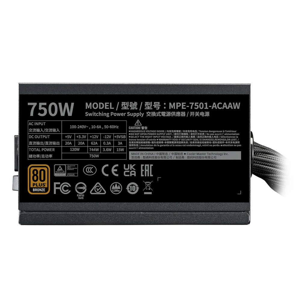 Cooler Master MWE Bronze 750 V3 ATX 3.1 80 Plus Bronze SMPS